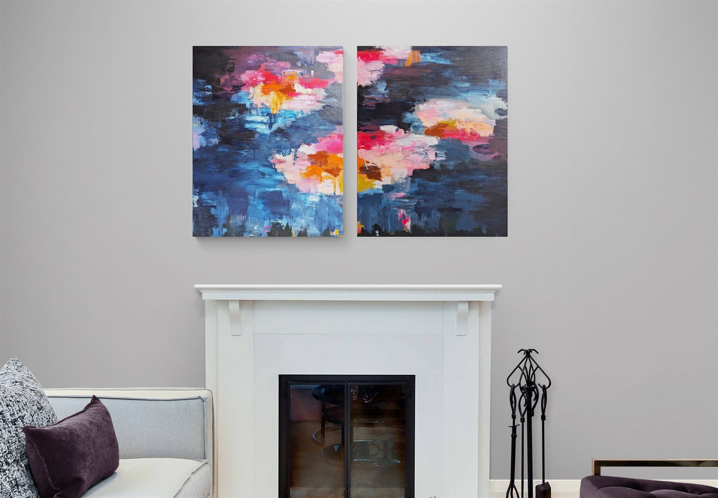 Afterglow – Duo of Statement Abstract Paintings, photo 4 of 5